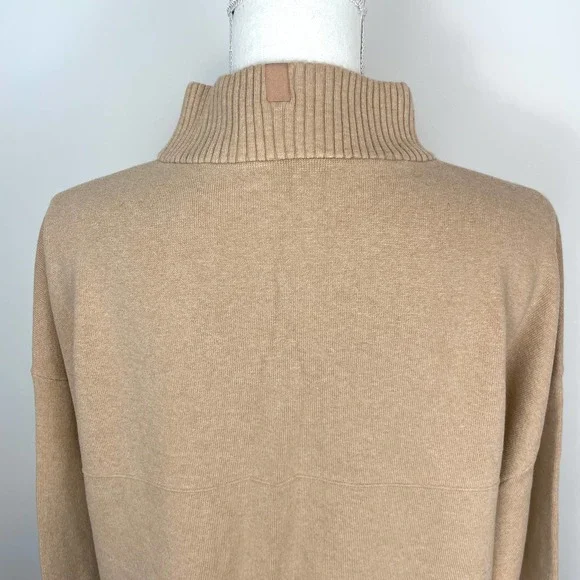 Lunya Cozy Cotton Silk Zip Pullover Sweater In Tranquil Tan Size XL New - Picture 10 of 13